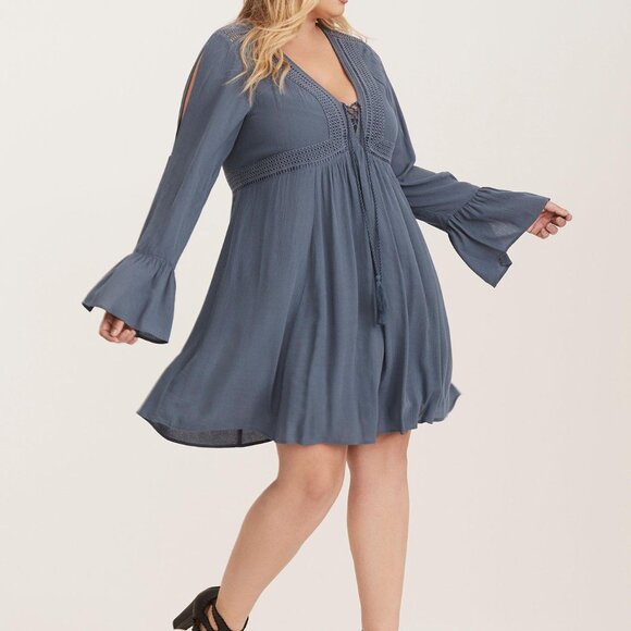 Torrid Blue Long Sleeve Dress - Picture 1 of 5